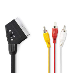 NEDIS Câble péritel commutable Scar T mâle - 3 x RCA mâle
