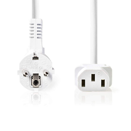 Valueline CABLE-703W-10 Câble d'alimentation Schuko coudé IEC320 C13 10 m Blanc