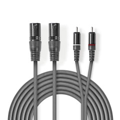 NEDIS Câble audio XLR 2x XLR D et 3 broches mâle - 2x RCA