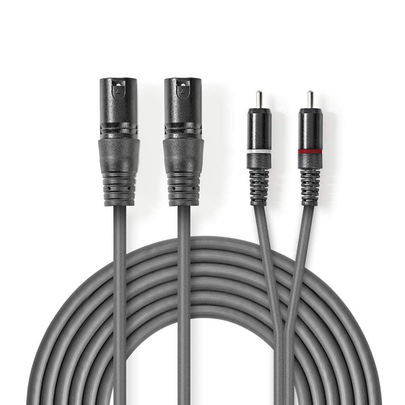NEDIS Câble audio XLR 2x XLR D et 3 broches mâle - 2x RCA NEDIS Câble audio XLR 2x XLR D et 3 broches mâle - 2x RCA