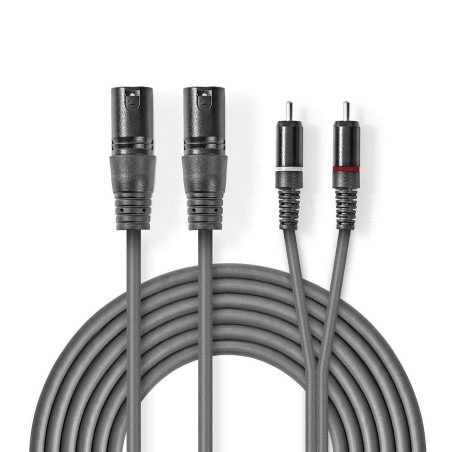 NEDIS Câble audio XLR 2x XLR D et 3 broches mâle - 2x RCA