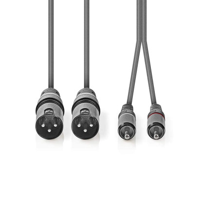 NEDIS Câble audio XLR 2x XLR D et 3 broches mâle - 2x RCA