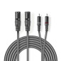 NEDIS Câble audio XLR 2x XLR D et 3 broches mâle - 2x RCA NEDIS Câble audio XLR 2x XLR D et 3 broches mâle - 2x RCA