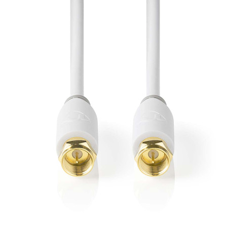 Nedis Câble satellite et antenne, contacts plaqués or, blindé, 1 m, blanc, câble coaxial pour connecter une antenne parabolique