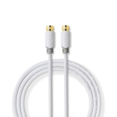 Nedis Câble satellite et antenne, contacts plaqués or, blindé, 1 m, blanc, câble coaxial pour connecter une antenne parabolique