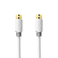 Nedis Câble satellite et antenne, contacts plaqués or, blindé, 1 m, blanc, câble coaxial pour connecter une antenne parabolique 