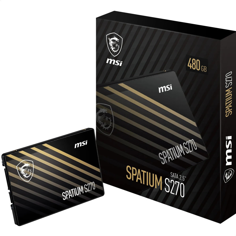 MSI SPATIUM S270 SATA 2.5" 480GB - Disque SSD Interne 480 Go, SATA III 6 GB/s, 2,5", Lecture 500 MB/s & Écriture 450 MB/s, 3D NA MSI SPATIUM S270 SATA 2.5" 480GB - Disque SSD Interne 480 Go, SATA III 6 GB/s, 2,5", Lecture 500 MB/s & Écriture 450 MB/s, 3D NA