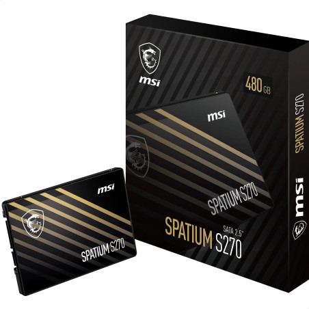 MSI SPATIUM S270 SATA 2.5" 480GB - Disque SSD Interne 480 Go, SATA III 6 GB/s, 2,5", Lecture 500 MB/s & Écriture 450 MB/s, 3D NA