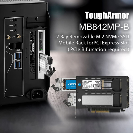 ICY DOCK NVMe Adaptateur PCIe, Carte PCI Express avec Rack Mobile pour 2 x SSD M.2 NVMe PCIe 4.0 dans Un Port PCI Express x8/x16