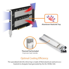 ICY DOCK NVMe Adaptateur PCIe, Carte PCI Express avec Rack Mobile pour 2 x SSD M.2 NVMe PCIe 4.0 dans Un Port PCI Express x8/x16