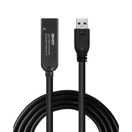 LINDY Câble d'extension actif USB 3.0 type A vers C, 10 m, connexion USB longue distance, PC, Mac, ordinateurs portables, MacBoo