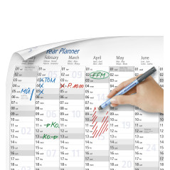 STAEDTLER Lumocolor 641 YPA3DE Calendrier mural annuel 2025 avec stylo et pince autocollante Format A3
