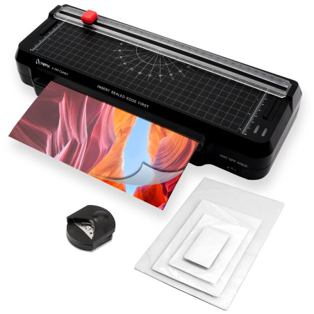 Olympia A 245 Combo Plastifieuse 4 en 1 | Plastifieuse à chaud et à froid | Kit de plastification pour A4 | Règle de coupe intég