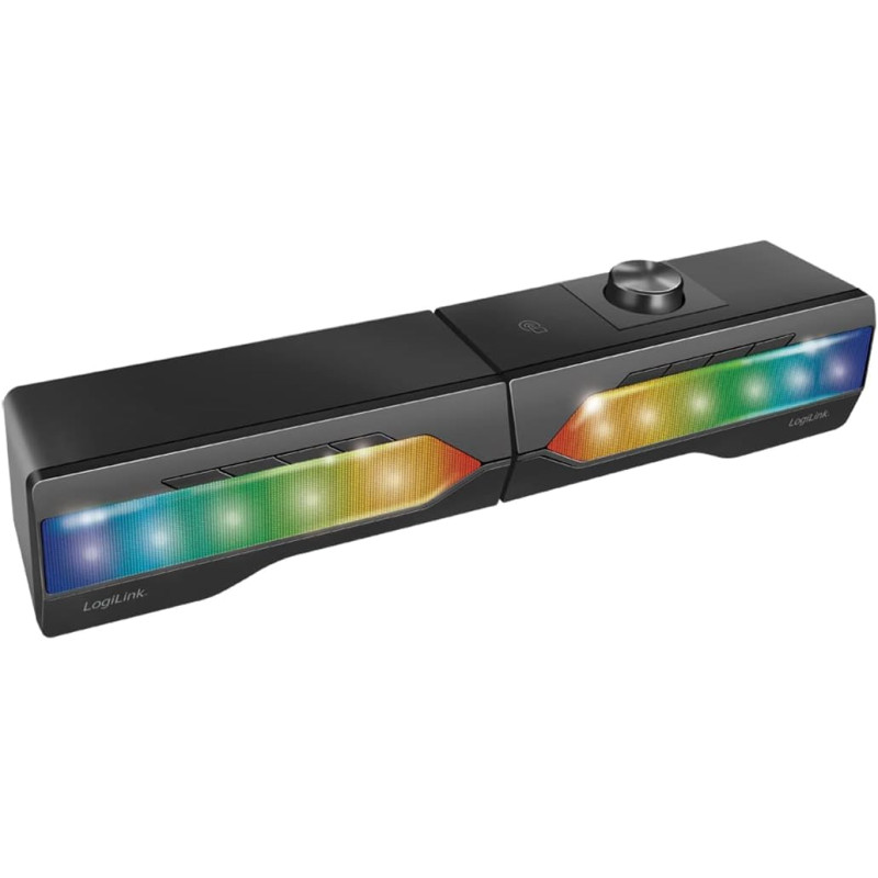 LogiLink Barre de Son Mobile avec lumière de fête, système de Son de Jeu 2 en 1, Connexion Via Bluetooth V5.0 ou Jack stéréo 3,5 LogiLink Barre de Son Mobile avec lumière de fête, système de Son de Jeu 2 en 1, Connexion Via Bluetooth V5.0 ou Jack stéréo 3,5