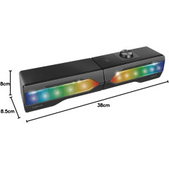LogiLink Barre de Son Mobile avec lumière de fête, système de Son de Jeu 2 en 1, Connexion Via Bluetooth V5.0 ou Jack stéréo 3,5