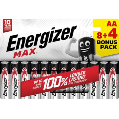 Energizer Max Lot de 8 + 4 Piles AA, Longue durée pour Un Usage Quotidien, sans sulfatation, avec 10 Ans de durée de Vie