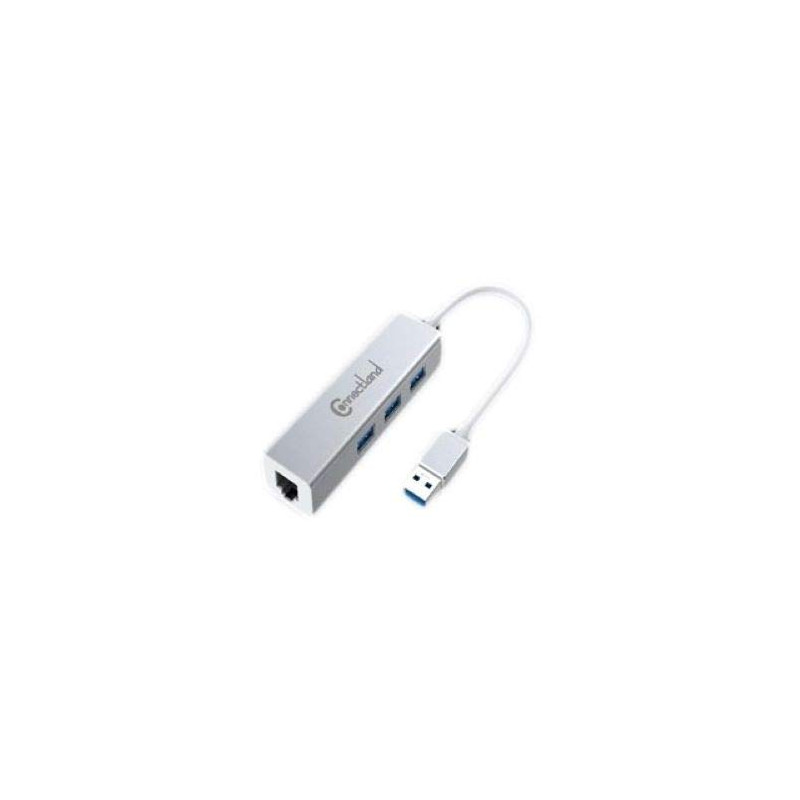 Connectland Adaptateur USB3 vers Ethernet 10/100/1000 Mbps + 3X HUB en Aluminium Connectland Adaptateur USB3 vers Ethernet 10/100/1000 Mbps + 3X HUB en Aluminium