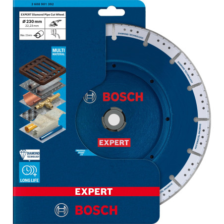 Bosch 1x Disques à tronçonner EXPERT Pipe Cut Wheel (Ø 230 mm, Professional Accessoire Grande meuleuse angulaire)