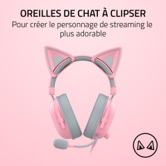 Razer Kitty Ears V2 - Oreilles de Chat clippables pour Casque Gaming (Se clipse sur Le Casque, Versatile, Straps Ajustables, 26g