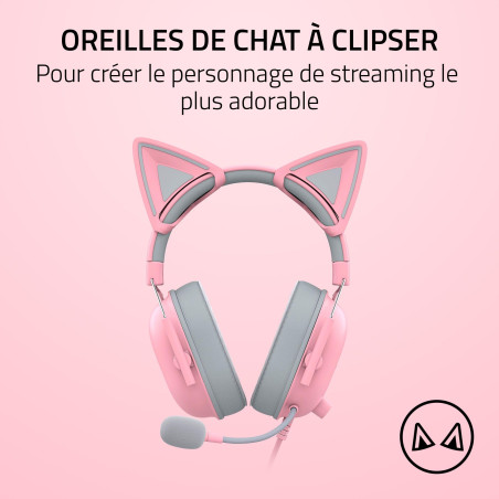 Razer Kitty Ears V2 - Oreilles de Chat clippables pour Casque Gaming (Se clipse sur Le Casque, Versatile, Straps Ajustables, 26g