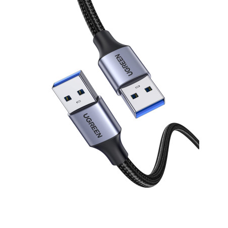 UGREEN Câble USB 3.0 Type A Mâle vers Male Nylon Tressé pour Disque Dur Externe, Lecteur DVD, Refroidisseur PC Portable, Hub, TV