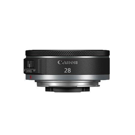 Objectif Canon RF 28 mm F2.8 STM, distance focale large, plein format, design "pancake", photographie paysage/voyage/rue, compat