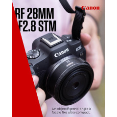 Objectif Canon RF 28 mm F2.8 STM, distance focale large, plein format, design "pancake", photographie paysage/voyage/rue, compat