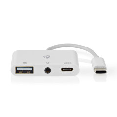 NEDIS Adaptateur Multi-Ports USB | USB 2.0 | USB-c Femelle | USB-a Femelle/USB-c Femelle / 3.5 mm Feme