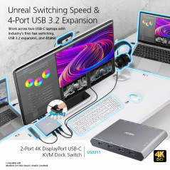 ATEN US3311 Station d'accueil KVM 2 Ports USB-C 4K DisplayPort