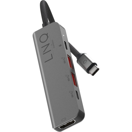 Linq 5-en-1 Hub USB-C Pro – Multiport 10 Gbps avec HDMI 4K @60 Hz, Power Delivery 100 W & Ports USB-A/USB-C – Station d’Extensio