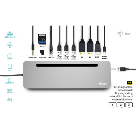 I-TEC USB-C Ergo Dock + Charger 3X LCD + Charger 100W (Bundle)
