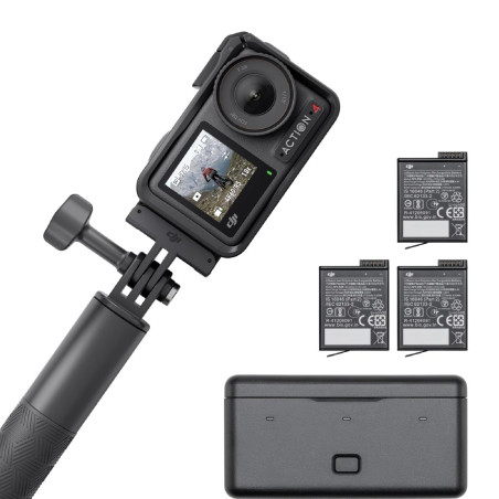 DJI Bundle Osmo Action 4 Aventure - Caméra étanche 4K/120 IPS, capteur 1/1,3 Pouce, D-Log M 10 Bits, FOV Ultra Large 155º, Jusqu