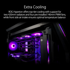 ASUS ROG Hyperion GR701 – Boîtier PC Gaming EATX (Support de Double radiateurs de 420 mm, 4 x vantilateurs PWM de 140 MMS, Suppo