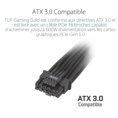 ASUS TUF Gaming 750W Gold - Bloc d'alimentation (750 Watts, modulaire, 80+ Gold, ATX 3.1, PCIE 5.1, Composants de qualité Milita