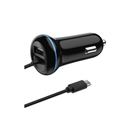 2GO Chargeur de Voiture USB Type C 12 V/24 V 2,4 A Noir