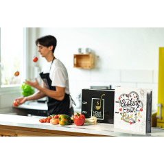 'Herma Classeur de Recettes pour Recettes - Format A4 - Dos de 70 mm - avec décorations dorées et registre 6 pièces - 1 Dossier