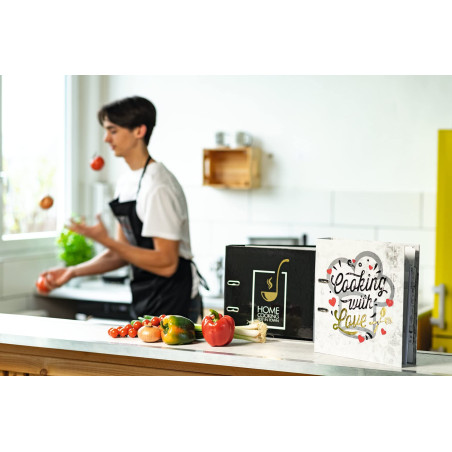'Herma Classeur de Recettes pour Recettes - Format A4 - Dos de 70 mm - avec décorations dorées et registre 6 pièces - 1 Dossier