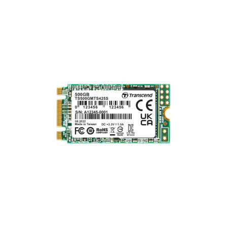 Transcend MTS425S SSD Interne 500GB 42mm SATA III 3D NAND pour Mise à Niveau PC/Portable - TS500GMTS425S