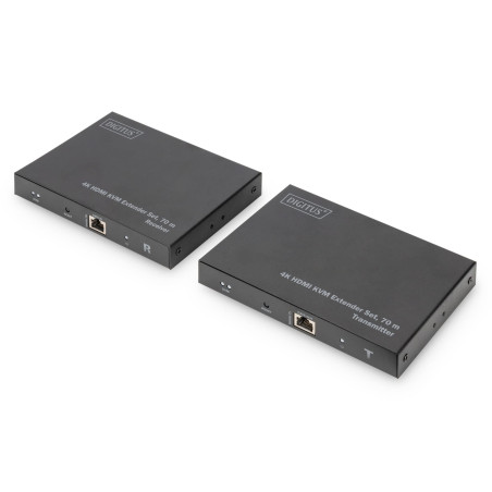 DIGITUS DS-55513 Extendeur KVM HDMI – UHD 4K 60 Hz – 70 m via câble LAN – Kit : émetteur et récepteur – Boucle de sortie, audio 