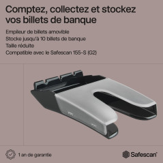 Safescan RS-100 empileur de billets qui collecte les billets vérifiés par les détecteurs de faux billets - Empileur amovible qui
