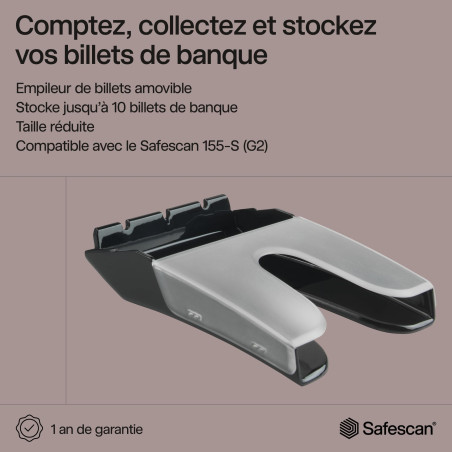 Safescan RS-100 empileur de billets qui collecte les billets vérifiés par les détecteurs de faux billets - Empileur amovible qui
