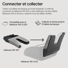 Safescan RS-100 empileur de billets qui collecte les billets vérifiés par les détecteurs de faux billets - Empileur amovible qui