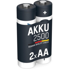 ANSMANN Piles Rechargeables HR6 NiMH 2500 mAh 1,2 V (Lot de 2) – Piles Rechargeables Mignon AA à Faible autodécharge – Accumulat