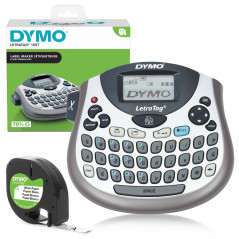 Dymo LetraTag LT-100T Étiqueteuse Portable avec Clavier QWERTZ, Argent, idéal pour Le Bureau ou la Maison