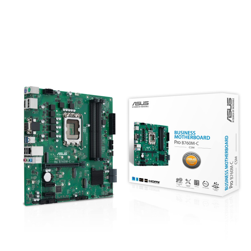 ASUS PRO B760M-C-CSM – Carte mère PRO Intel B760 LGA 1700 ATX (DDR5, 16 x PCIe 4.0, M.2, 2 x DisplayPort, HDMI, VGA, SATA 6 Gbps ASUS PRO B760M-C-CSM – Carte mère PRO Intel B760 LGA 1700 ATX (DDR5, 16 x PCIe 4.0, M.2, 2 x DisplayPort, HDMI, VGA, SATA 6 Gbps