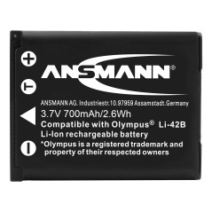ANSMANN Batterie pour Appareil Photo Olympus® (1 PCE) – Batterie Li-ION Rechargeable A-OLY LI 42B – Batterie de Rechange 3,7V 70
