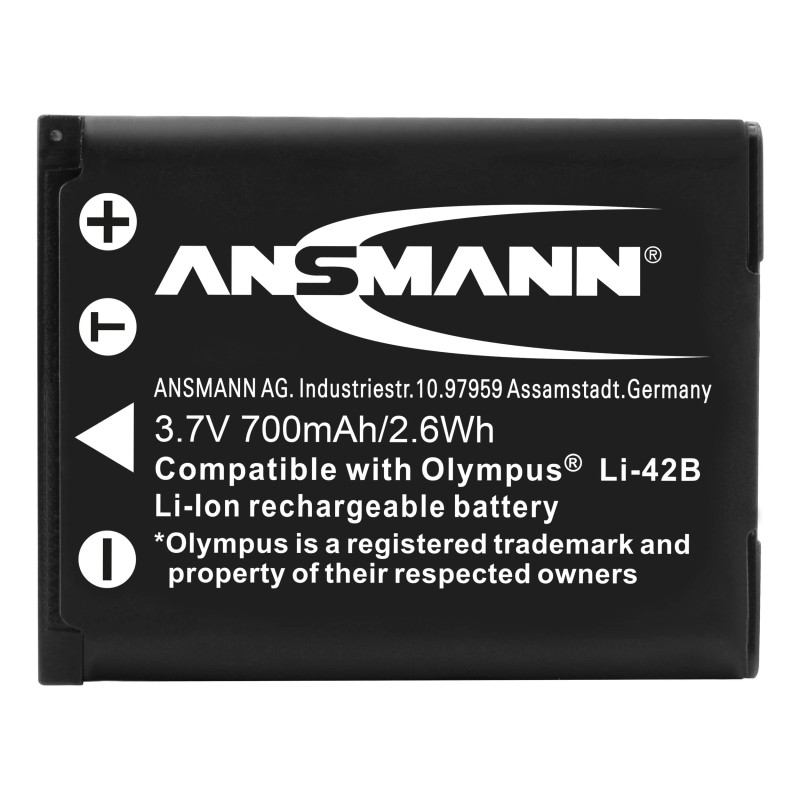 ANSMANN Batterie pour Appareil Photo Olympus® (1 PCE) – Batterie Li-ION Rechargeable A-OLY LI 42B – Batterie de Rechange 3,7V 70 ANSMANN Batterie pour Appareil Photo Olympus® (1 PCE) – Batterie Li-ION Rechargeable A-OLY LI 42B – Batterie de Rechange 3,7V 70