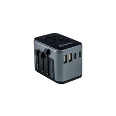 Verbatim Adaptateur de Voyage Universel UTA‑03 avec 2 Ports USB‑A et 3 Ports USB-C pour Ordinateur Portable, téléphone Portable,