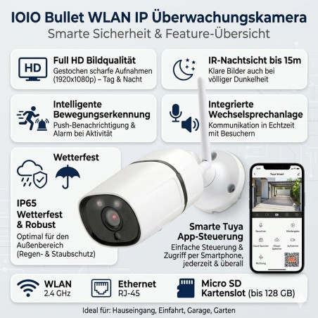 Olympia OC 500YA Caméra IP extérieure IP65 Compatible Tuya 1920 x 1080 Pixels