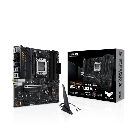 ASUS TUF GAMING A620M-PLUS WIFI – Carte mère AMD AM5 A620 microATX (DDR5, PCIe 4.0, 2 x M.2, 2.5Gb Ethernet, Wi-Fi 6, 2 x Displa